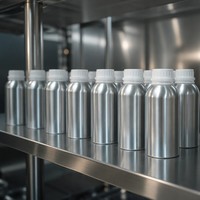 Bouteille en aluminium poli de 300 ml avec bouchon de sécurité blanc de 59 mm de diamètre pour l'emballage d'huiles essentielles et de parfums