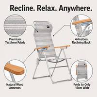Chaise de camping pliable confortable et légère en aluminium de luxe pour usage extérieur, design moderne, portable, plage, parc, logo personnalisé