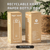 Boîte à bouteille d'eau en papier kraft recyclable avec logo personnalisé imprimé et insert en éponge