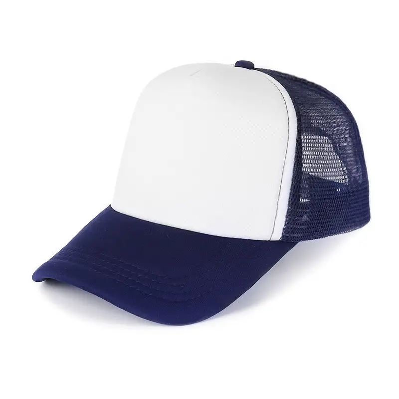 Süblimasyon boş örgü beyzbol geniş şapka ayarlanabilir Polyester spor Golf köpük ön 5 Panel yaz örgü geri şoför şapkası