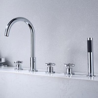 Robinet de baignoire à main en laiton noir mat de luxe moderne à cinq trous, haute qualité, pour appartement et hôtel