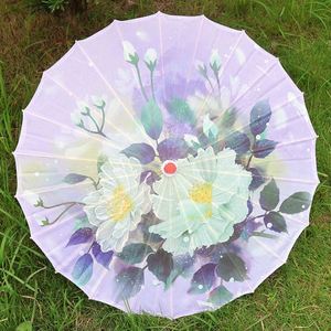 Parapluie décoratif DIY 1 pièce en tissu de soie pour femme, motif fleurs de cerisier japonaises, danse ancienne, parapluie chinois en papier huilé - Product Image 5