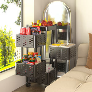 Support de stockage de légumes rotatif en acier au carbone pour cuisine support d'angle multicouche support de stockage de panier de légumes avec rouleaux - Product Image 3