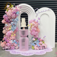 JINDA Socle à gâteau rond en PVC blanc de haute qualité pour la décoration de fête de naissance, socles en acrylique ondulés pour mariage