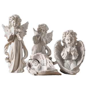 Statuette di <span class=keywords><strong>Angeli</strong></span> in Stile Europeo Vintage, Decorazioni da Scrivania in Resina e Gesso Stile Americano, Piccola Statuetta di Angelo Bianco - Product Image 1