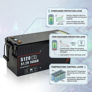 Batterie Lifepo4 intelligente 51,2 V 100 Ah 5120 Wh <span class=keywords><strong>rechargeable</strong></span> avec écran LCD pour système <span class=keywords><strong>hybride</strong></span> onduleur solaire - Product Image 2