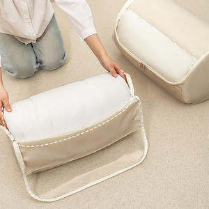 Bolsa de Almacenamiento Redonda de Algodón Beige, Gran Capacidad, Organizador de Ropa Comprimible, Tipo Vertical para Dormitorio - Product Image 4