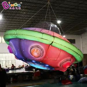 Ufo inflável iluminação led bingo, balão molhador voador, espaçonave gigante