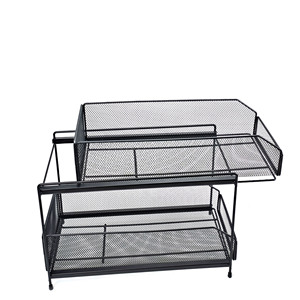 Cesta de almacenamiento de 2 niveles con soporte para el hogar, organizador de cajón deslizante, <span class=keywords><strong>Mini</strong></span> cesta colgante, color negro mate - Product Image 6