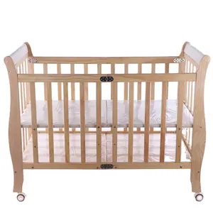 hot sale baby furniture foldable pine wood crib portable crib