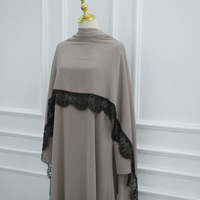 Abaya de luxe en dentelle deux pièces pour femmes musulmanes, robe élégante et modeste de style arabe, tenue de fête pour le Ramadan, l'Aïd, l'Islam, robe turque