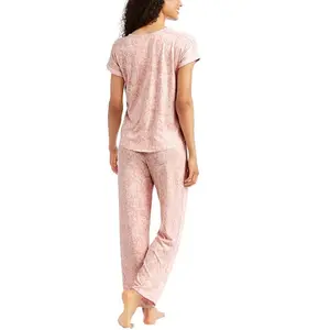 Top y pantalón con estampado personalizado de manga corta para mujer con nuevo patrón 2023 con precio directo de fábrica de Bangladesh