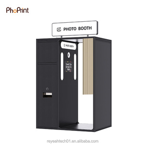 Cabina de <span class=keywords><strong>Fotos</strong></span> Portátil Vintage de Madera, Cabina de <span class=keywords><strong>Fotos</strong></span> Retro Cerrada para Selfies - Product Image 3