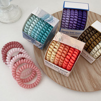 Nouveau 6 pcs/boîte dégradé couleur bandes de cheveux mat haute élasticité téléphone fil anneau de cheveux Simple mode femme queue de cheval cheveux cravate