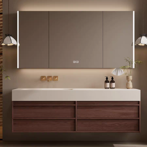 Manufacturer Customized 80cm 100cm 120cm 160cm Floating Integrated Basin Bathroom <strong>Vanity</strong> Cabinet Oak Bathroom <strong>Vanity</strong> - Product Image 6