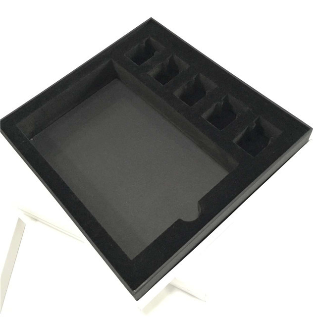 90 Degree Slotting Lid off Recycled Materials Rigid Paper Box Packaging Black Velvet EVA Foam Insert Matt Lamination Customized