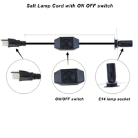 Câble d'alimentation électrique personnalisé avec prise américaine à 2 broches SJT IP11 1,5 m, douille E12/E14, pour lampe de sel de l'Himalaya, avec variateur d'intensité