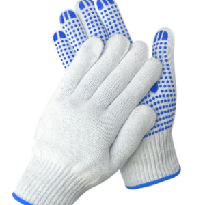 Guantes de Trabajo Negros con Puntos, Económicos, de PVC y Algodón Tejido, para Protección de Manos en la Construcción - Product Image 2