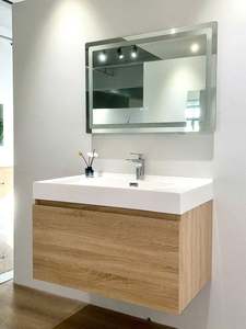 Meuble-lavabo de salle de bain moderne de qualité garantie, le plus vendu, avec comptoir en pierre de quartz et lavabo en céramique résistant à l'eau - Product Image 5