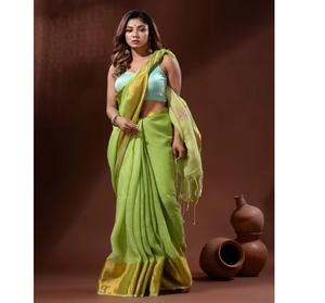 Sari en soie Tussar multicolore classique |   Sari élégant fait à la main pour femmes en provenance d'Inde - Product Image 6