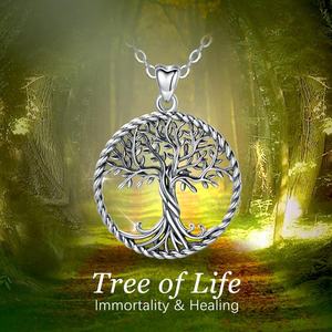 Venta al por mayor de Plata de Ley 925 anillo de filigrana colgante Árbol de la vida collar - Product Image 2