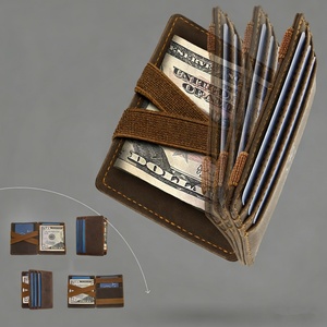 Portefeuille magique en cuir Boshiho Factory pour hommes et femmes, portefeuilles minimalistes pour 9 cartes avec porte-cartes RFID, portefeuille en cuir - Product Image 2