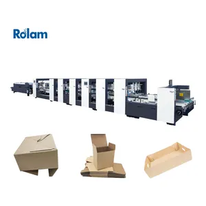 Rolam PCS Automatic Corrugated Paperback Folding Gluing Machine 4 Corner Sheet Folder Gluer