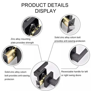 الداخلية مقابض باب مربع مات الأسود مقبض الباب مقابض باب رافعة سريعة مفتوحة الخصوصية الهروب Lockset