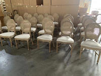 Chaise de salle à manger en bois massif avec dossier rond et assise en tissu, chaise en bois pour restaurant et hôtel