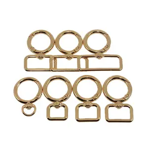 Rewin Groothandel Mode Roterende Dubbele O-Ring Gouden Cirkel Gesp Voor Tasband Onderdelen Accessoires