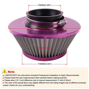 Filtro de aire de 76 mm con cabezal plano tipo hongo para modificación de automóviles, ajuste universal OFI076 - Product Image 2