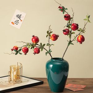 Bouquet de fleurs artificielles de grenade Meng Jie 30cm-100cm Rouge Orange Rouge Décoration de salon - Product Image 3