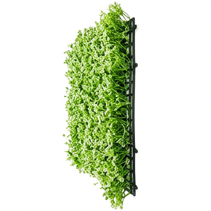 Artificial White Mini Grass Floral Panel UV Resistant Decorative <b>Flower</b> <b>Wall</b> Tile Vertical Garden Panel for Indoor Outdoor - Product Image 3