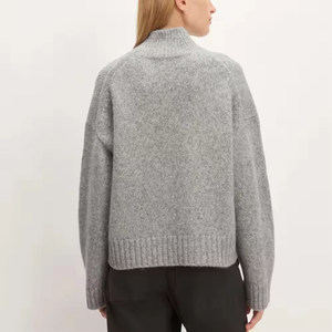 Cardigan Oversize da <span class=keywords><strong>Donna</strong></span> in <span class=keywords><strong>Lana</strong></span> Merino con Logo Personalizzato sul Davanti, Elegante e Casual, Collo a O, Lavorazione a Costine, Maglione Invernale Spesso - Product Image 3