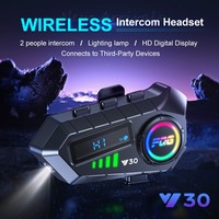 Auriculares Inalámbricos para Casco de Motocicleta con Micrófono Bluetooth, Diseño Ligero e Impermeable Y30, con Linterna LED