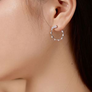 Dylam Dainty Minimalist Design Solid Sterling <b>Silver</b> Rhodium 18K Gold Plating Circle Shape 5A Cubic Zirconia Hoop <b>Stud</b> Earrings - Product Image 6