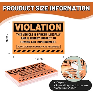 Etiquetas de advertencia de infracciones de estacionamiento privado impresas personalizadas con su logotipo para el sistema de advertencia de remolque de patrulla de seguridad - Product Image 2
