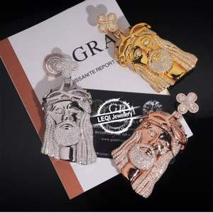 Colgante de Jesús con Diamantes VVS de Laboratorio Personalizado - Joyería Hip Hop de Oro de 9K-18K con Certificación de Probador de Diamantes - Product Image 6