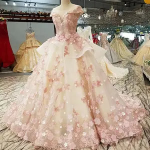 2022 hot wedding dresses for women 2022 pakistani turkey istanbul Flowers Pink Princess Bride One-Shoulder Wedding Evening Dress