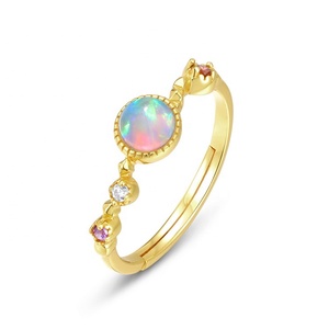 Bague en argent Sterling 925 synthétique pour femmes, <span class=keywords><strong>Design</strong></span> sur mesure, haut de gamme, plaqué or, opale, offre spéciale - Product Image 1