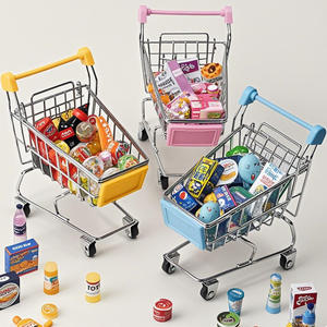 Chariot à <span class=keywords><strong>lattes</strong></span> très vendu, simulation de mini-chariot de courses, jouet de voiture de supermarché, décoration de modèle en métal pour la maison - Product Image 1