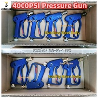 Pistolet de lavage haute pression SS 4000 PSI pour voiture, lance de pulvérisation, buse de nettoyage puissant, en acier inoxydable bleu, outil court