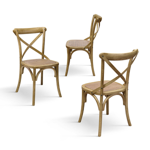 Juego de 4 sillas Oscar con base de madera natural y asiento de ratán para comedor interior - Product Image 2