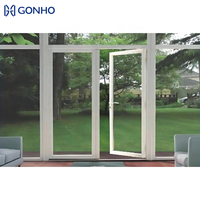 Portes d'entrée en verre à battants de style français moderne GONHO, cadre en alliage d'aluminium, surface thermolaquée, double vitrage de sécurité trempé, écoénergétique