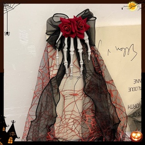 Pinza de Pelo Gótica de Halloween para Mujer con Diseño de Calavera y Rosa, Accesorio de Pelo Oscuro de Vampiro para Fiesta, Venta al por Mayor - Product Image 5