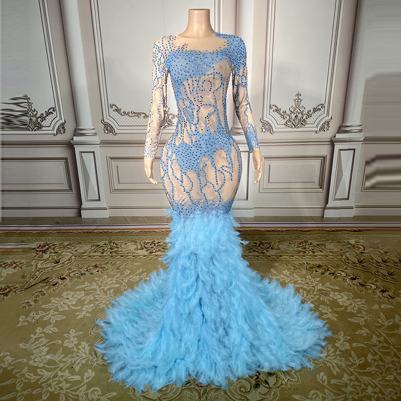 On Sale Gorgeous Blue Dress High-Quality One-Shoulder Design | Alibaba.com