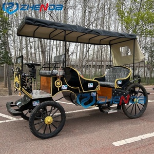 High Quality Retro Style Electric Sightseeing Carriage in Black with Sunshade Special Transportation - Product Image 4