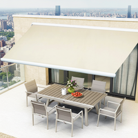 Auvent de balcon rétractable manuel de qualité supérieure, imperméable, en aluminium, pour terrasse extérieure, auvent de pluie, boîte complète