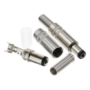 Conector Macho Metálico para Alimentación CC 5.5x2.1mm 2.5mm Soldable de Acero Inoxidable 12V Sin Conexión a Tierra - Product Image 1