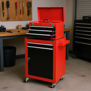 Caja de Herramientas Rodante con 3 Cajones y Estantes Ajustables, Gabinete de Almacenamiento Grande con Ruedas, Caja Superior Extraíble y Portátil - Product Image 2